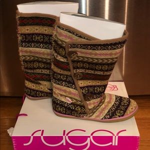 Ladies size 7 Sugar Wrap it up knit boots midcalf